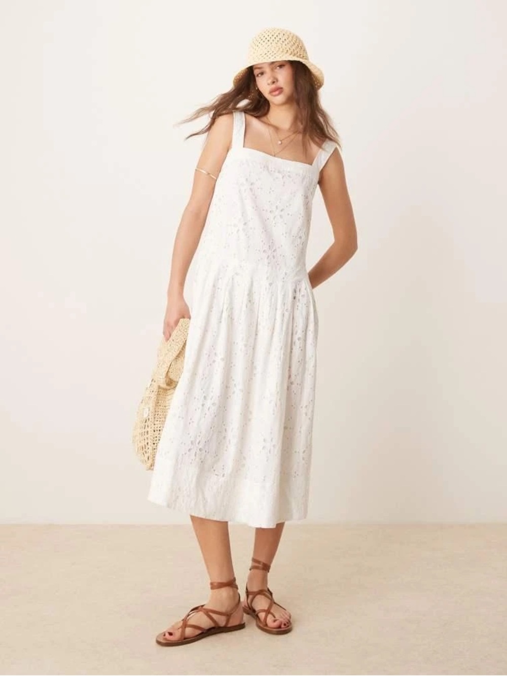 Free People White Eyelet Midi Dress - Picture 2 of 13
